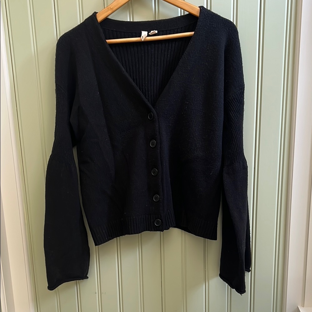 Anthropologie Moth Women's Black Button-Up Sweater, Large